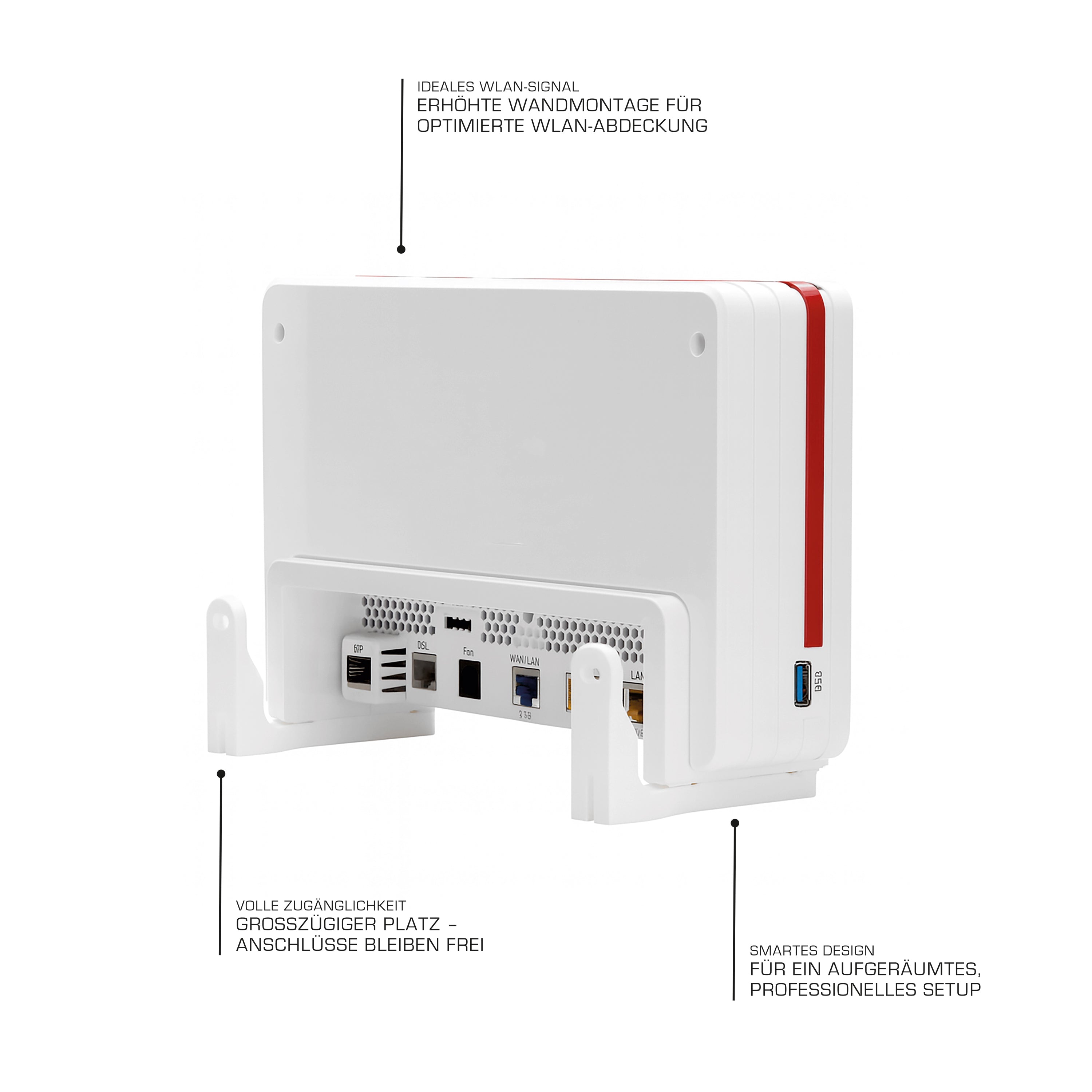 Wall Mount for AVM FritzBox 5690 Pro – Stable Router Holder Made of ABS Plastic, Wall Mounting, Cable-Friendly, UV-Resistant, Incl. Screws & Dowels